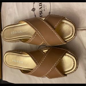 Prada smooth leather platform sandals